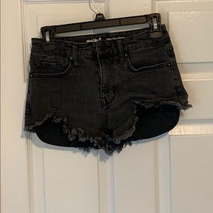 High rise black denim cutoff shorts